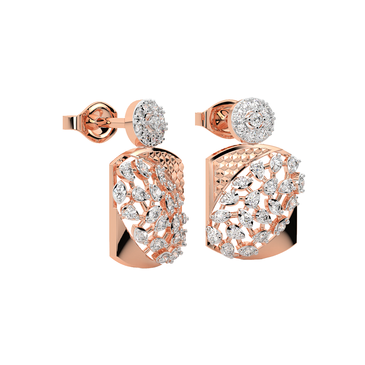 Loop Round Diamond Stud Earrings